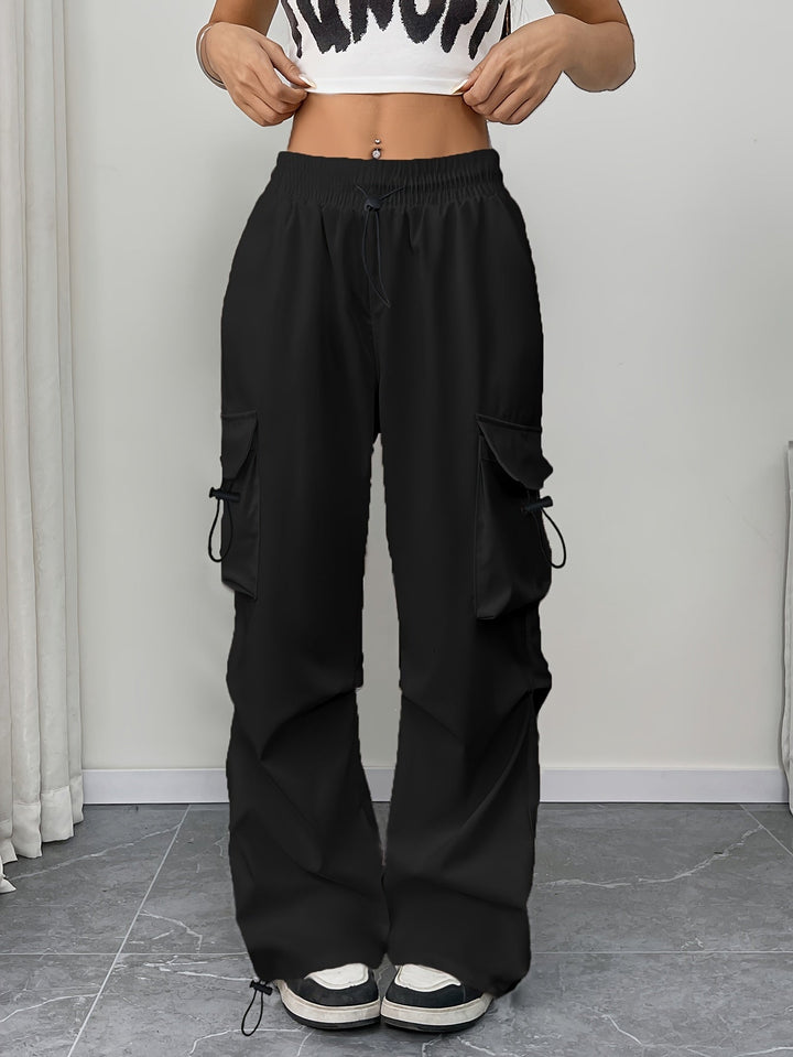 Makayla | Women's Wide Leg Cargo Pocket Drawstring Pants