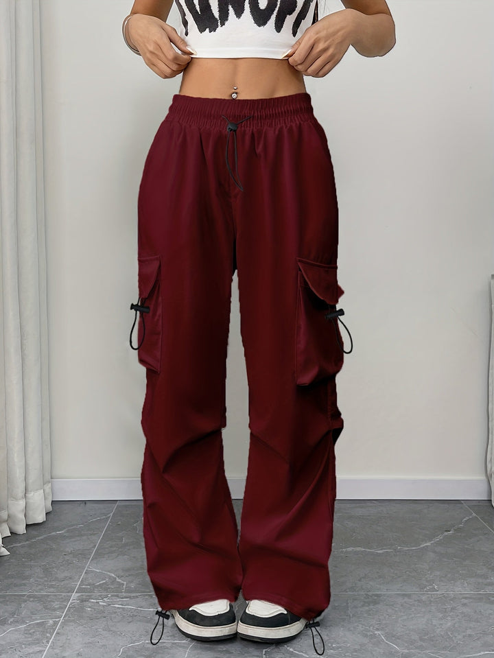 Makayla | Women's Wide Leg Cargo Pocket Drawstring Pants