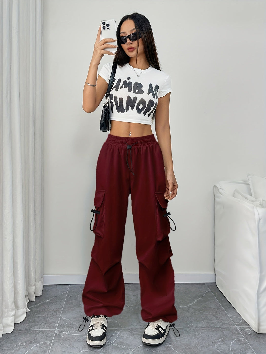 Makayla | Women's Wide Leg Cargo Pocket Drawstring Pants