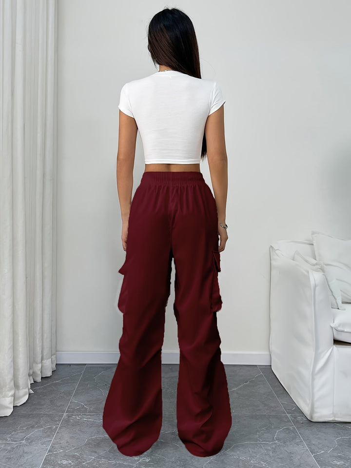 Makayla | Women's Wide Leg Cargo Pocket Drawstring Pants
