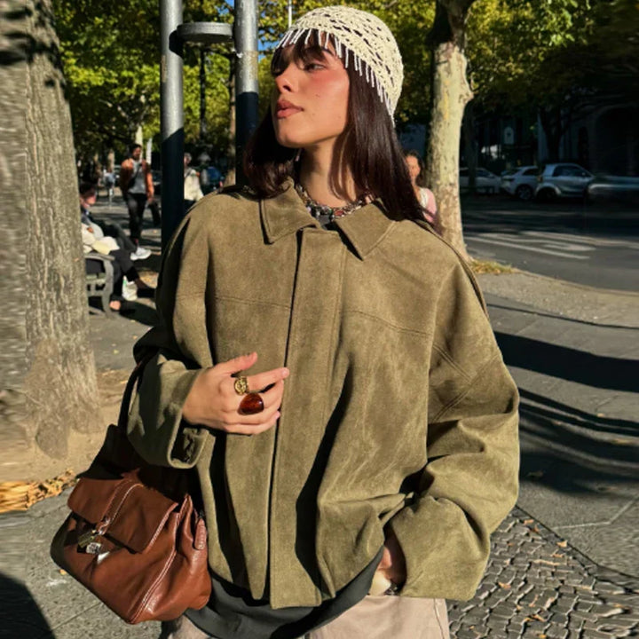 Evelyn | Women's Cropped Zip Up Bomber Jacket