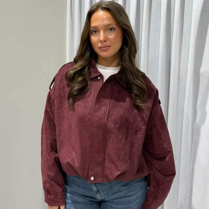Evelyn | Women's Cropped Zip Up Bomber Jacket