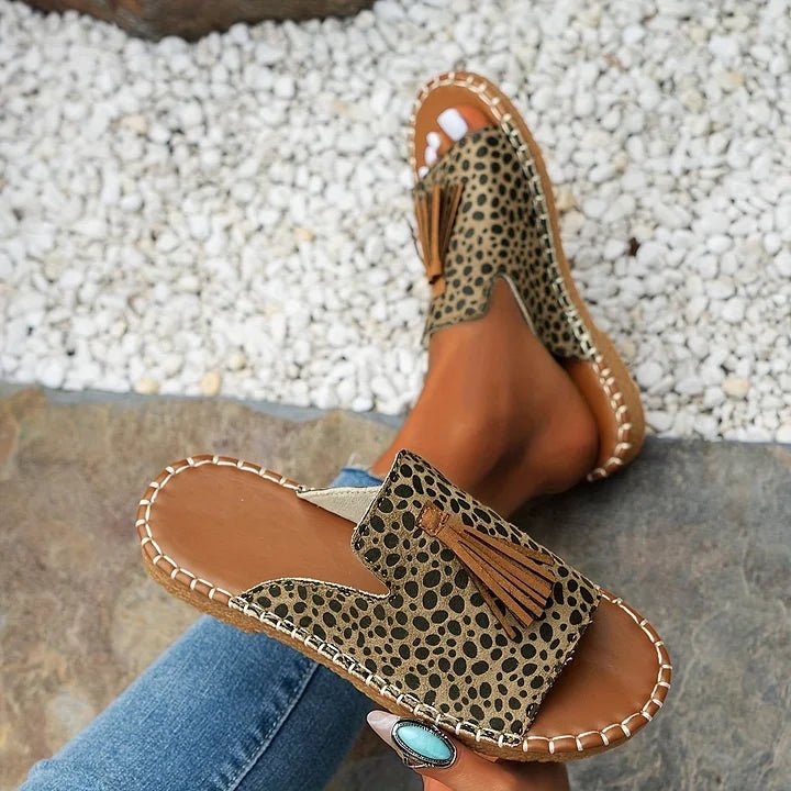 Aria | Women's Slide Sandals Open Toe Tassel Bohemian Flat