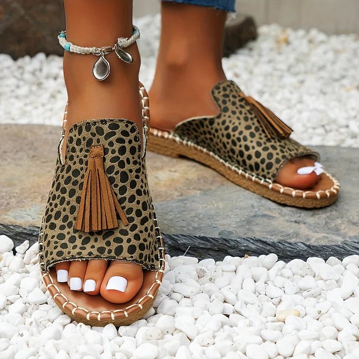 Aria | Women's Slide Sandals Open Toe Tassel Bohemian Flat