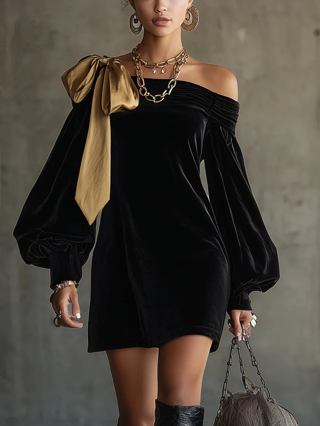 Black Hoodie and Wide-Leg Pants Set