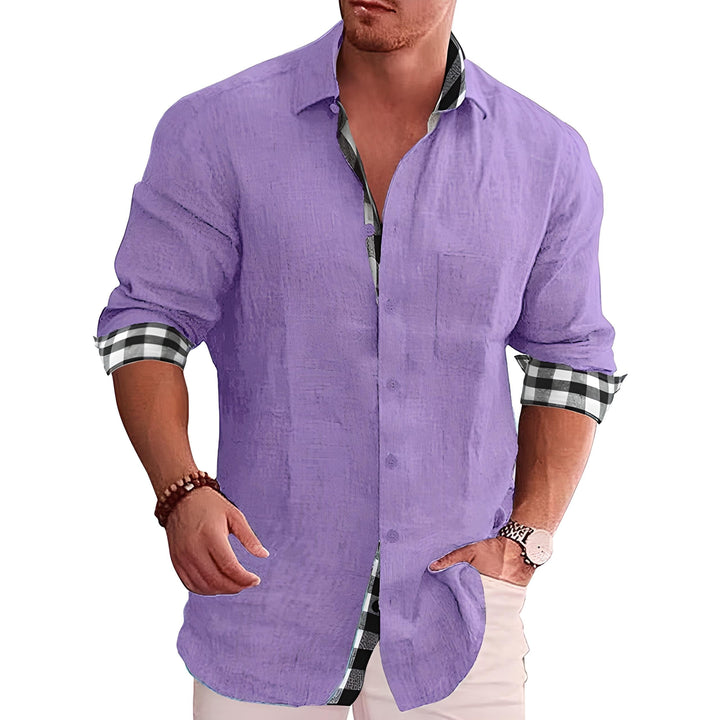 Men’s Casual Button-Up Shirt with Roll-Up Sleeves